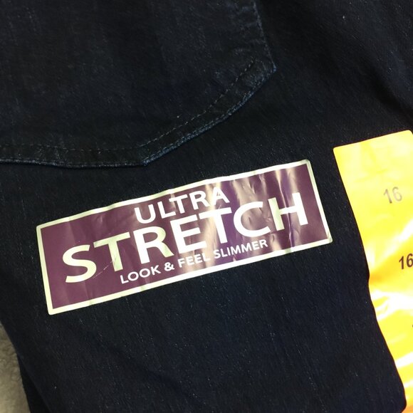 New! Gloria Vanderbilt Amanda Capri Jeans Sz 16 Womans Dark Blue Mid Rise Belted - Picture 10 of 16